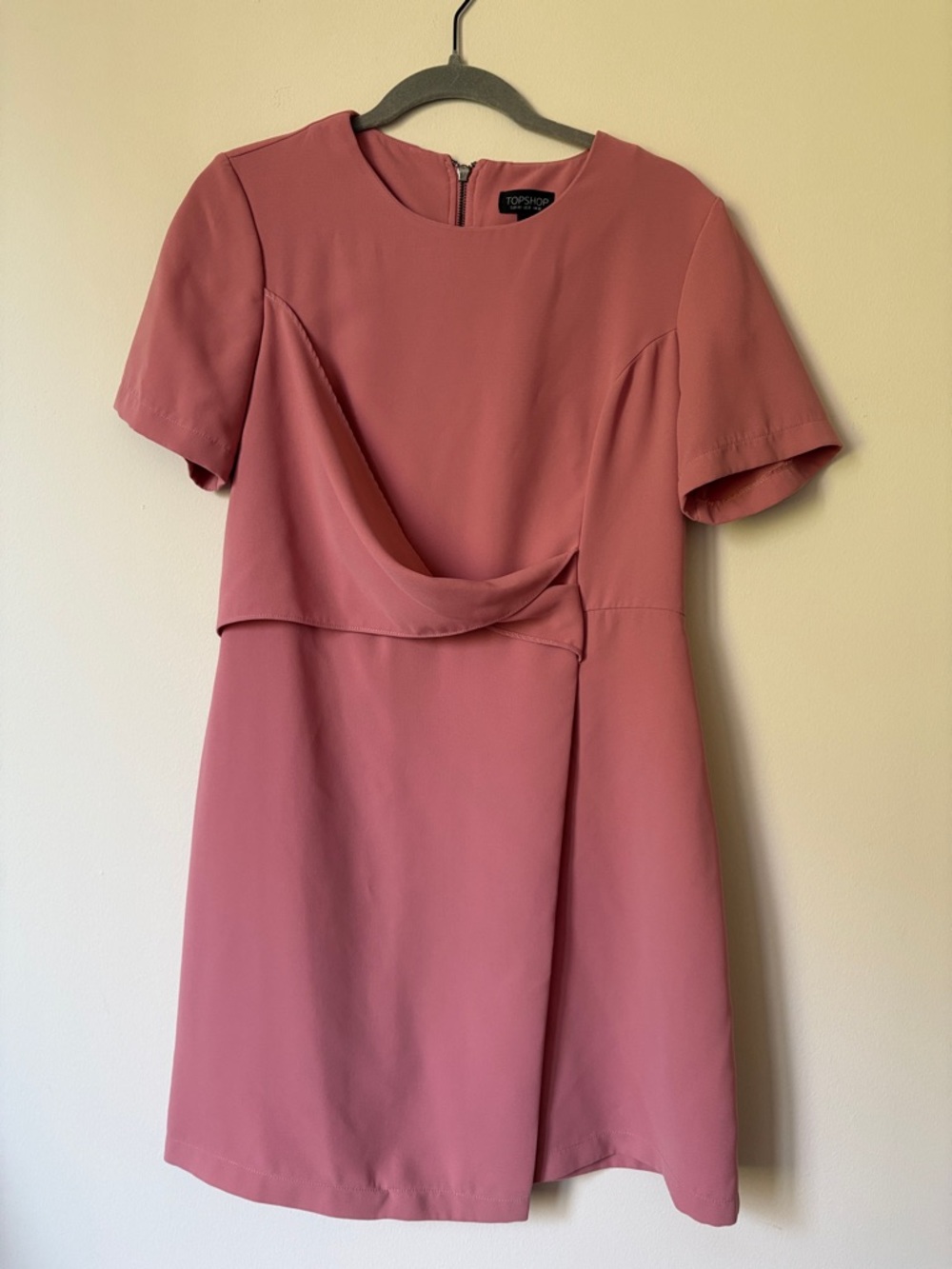 Topshop Dusty Rose Draped Front Mini Dress